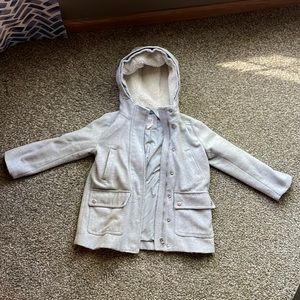 Winter jacket size small. Gap brand. Gray with Sherpa lined hood.